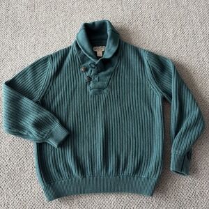 Men's Duluth Trading Brigadier Shawl Wool Blend Sweater. Green, Fisherman XL